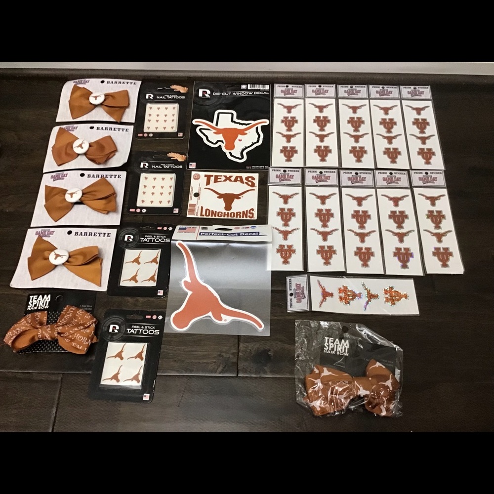 UT Austin university Texas lot of 24 game day fan decals stickers bows tattoos